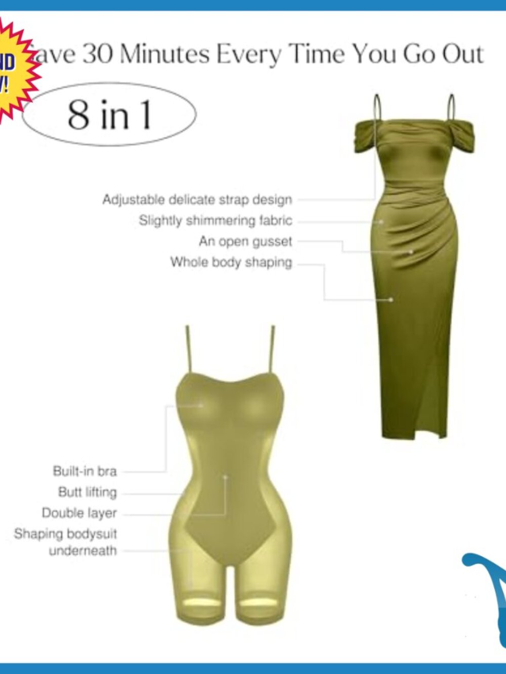 Shapewear Maxi Dress Off Shoulder Bodycon Long Formal Cocktail Dress - Picture 3 of 7